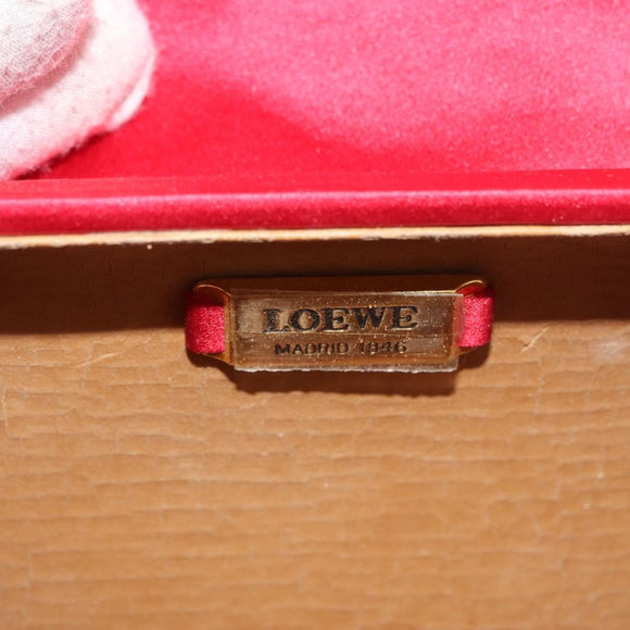 LOEWE Shoulder Bag Satin Red Gold Auth 175159A