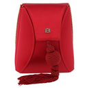 LOEWE Shoulder Bag Satin Red Gold Auth 175159A-13