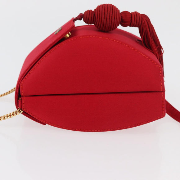LOEWE Shoulder Bag Satin Red Gold Auth 175159A