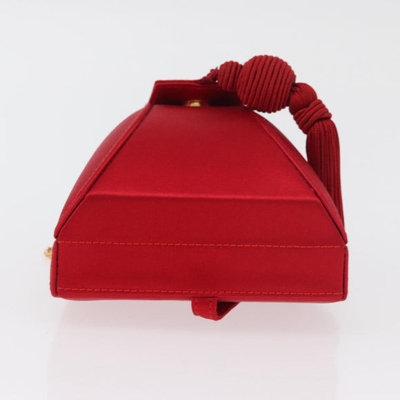 LOEWE Shoulder Bag Satin Red Gold Auth 175159A