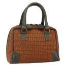 FENDI Zucchino Canvas Hand Bag Brown Auth 175160-1