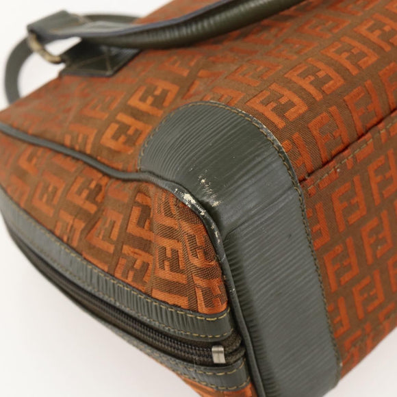 FENDI Zucchino Canvas Hand Bag Brown Auth 175160