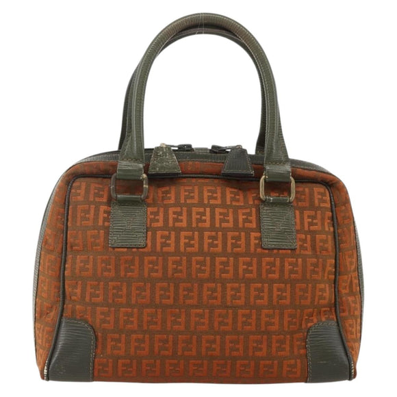FENDI Zucchino Canvas Hand Bag Brown Auth 175160