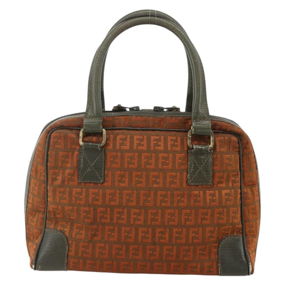 FENDI Zucchino Canvas Hand Bag Brown Auth 175160