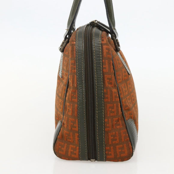 FENDI Zucchino Canvas Hand Bag Brown Auth 175160