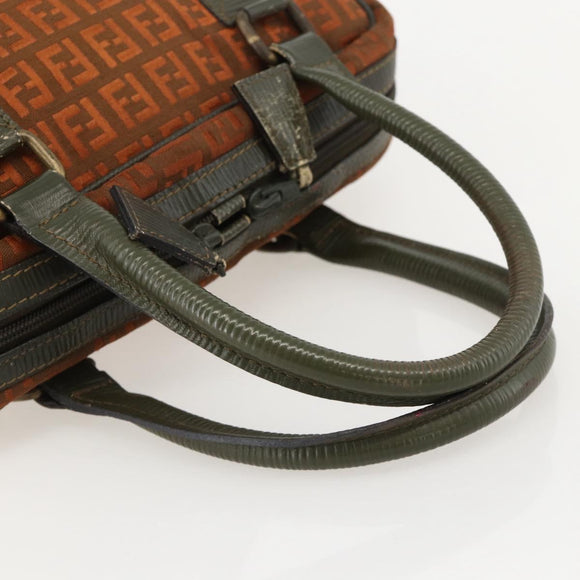 FENDI Zucchino Canvas Hand Bag Brown Auth 175160