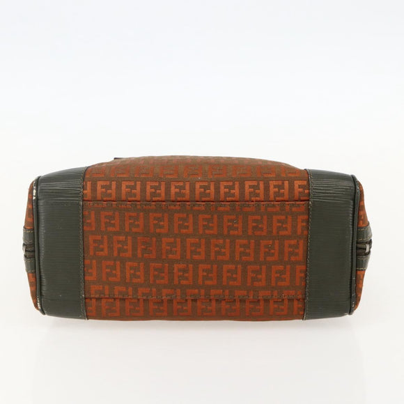 FENDI Zucchino Canvas Hand Bag Brown Auth 175160