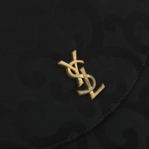 SAINT LAURENT Shoulder Bag Nylon Black Gold Auth 175161