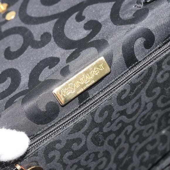 SAINT LAURENT Shoulder Bag Nylon Black Gold Auth 175161