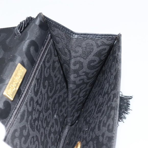 SAINT LAURENT Shoulder Bag Nylon Black Gold Auth 175161