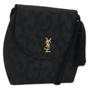 SAINT LAURENT Shoulder Bag Nylon Black Gold Auth 175161-1