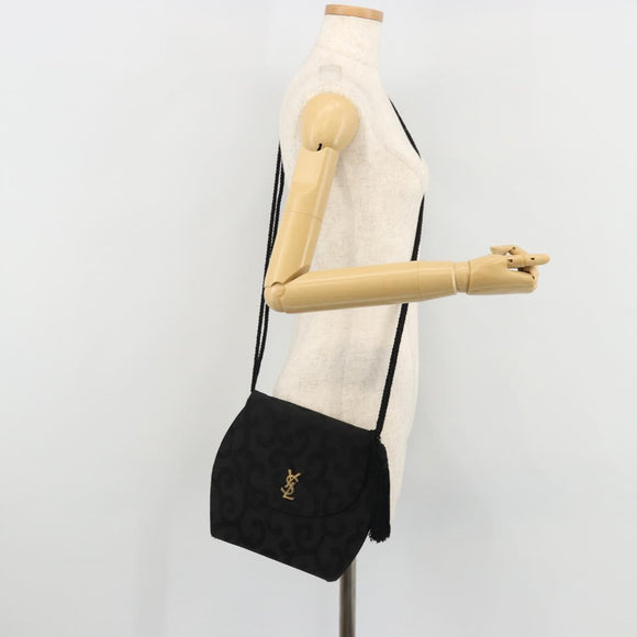 SAINT LAURENT Shoulder Bag Nylon Black Gold Auth 175161