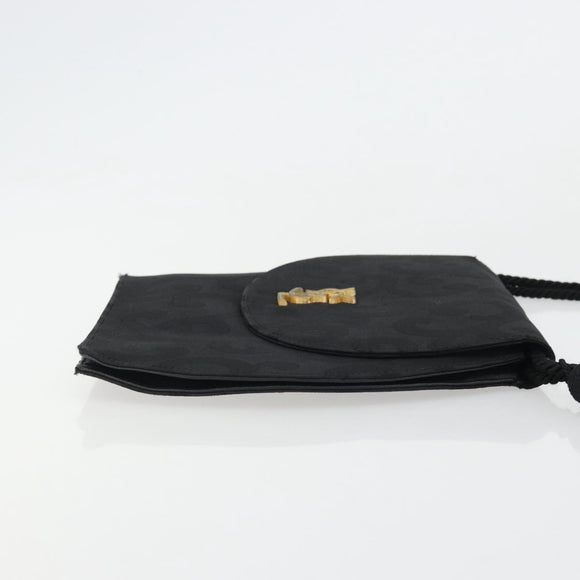 SAINT LAURENT Shoulder Bag Nylon Black Gold Auth 175161