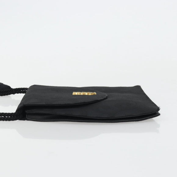 SAINT LAURENT Shoulder Bag Nylon Black Gold Auth 175161