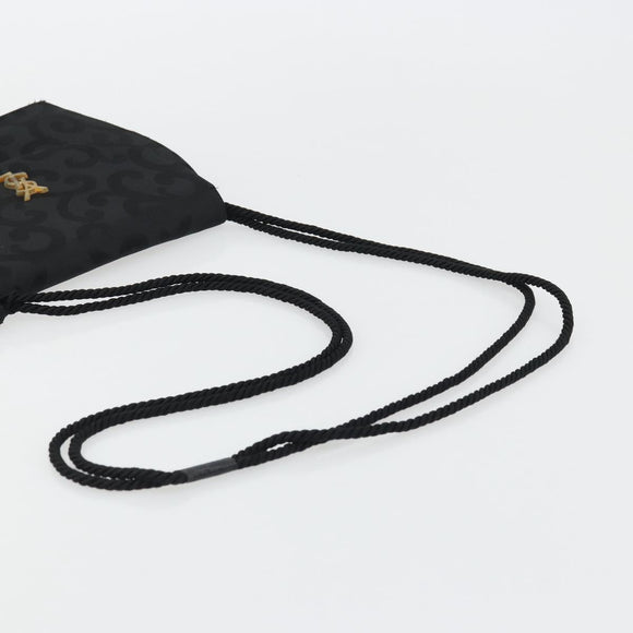 SAINT LAURENT Shoulder Bag Nylon Black Gold Auth 175161