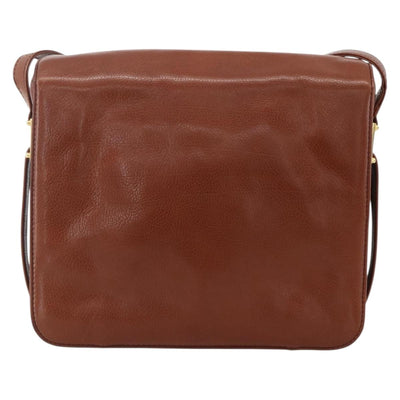 LOEWE Anagram Shoulder Bag Leather Brown Gold Auth 175162 - 0