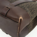 CELINE C Macadam Canvas Hand Bag Brown Gold Auth 175163-9