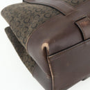 CELINE C Macadam Canvas Hand Bag Brown Gold Auth 175163-14
