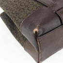 CELINE C Macadam Canvas Hand Bag Brown Gold Auth 175163-16