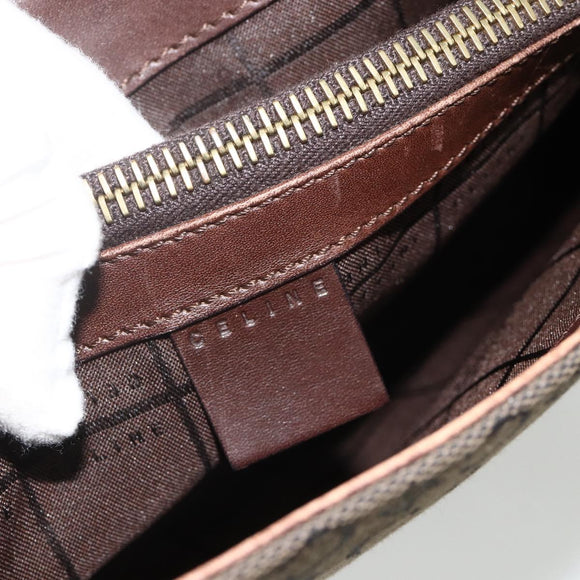 CELINE C Macadam Canvas Hand Bag Brown Gold Auth 175163
