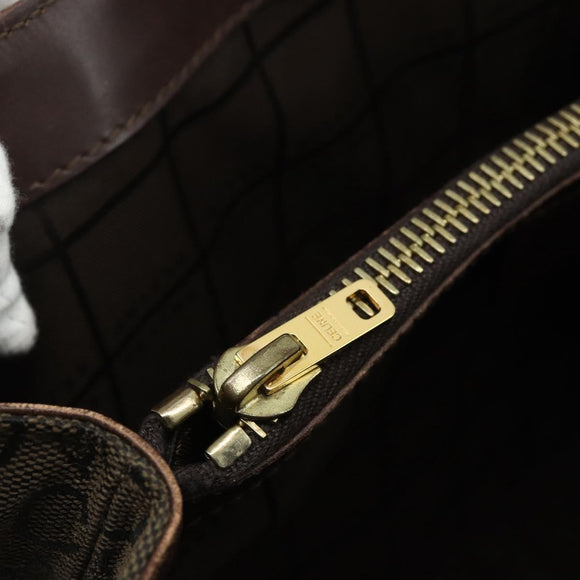 CELINE C Macadam Canvas Hand Bag Brown Gold Auth 175163
