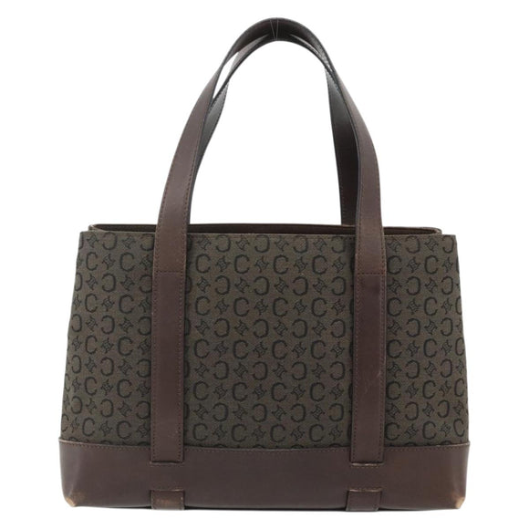 CELINE C Macadam Canvas Hand Bag Brown Gold Auth 175163