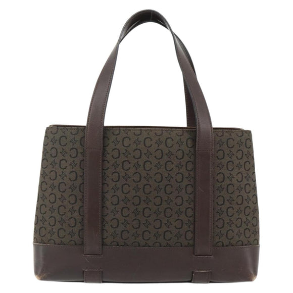 CELINE C Macadam Canvas Hand Bag Brown Gold Auth 175163