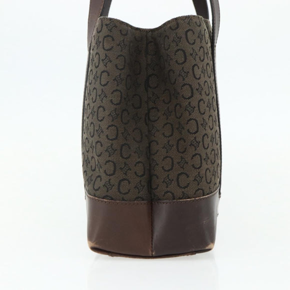 CELINE C Macadam Canvas Hand Bag Brown Gold Auth 175163