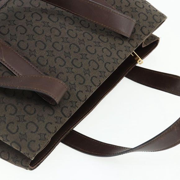 CELINE C Macadam Canvas Hand Bag Brown Gold Auth 175163