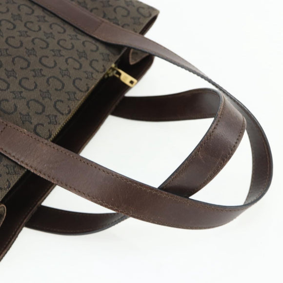 CELINE C Macadam Canvas Hand Bag Brown Gold Auth 175163