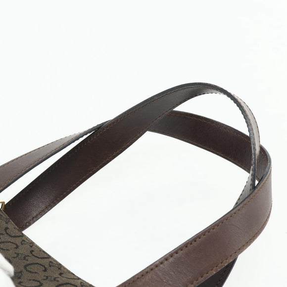 CELINE C Macadam Canvas Hand Bag Brown Gold Auth 175163