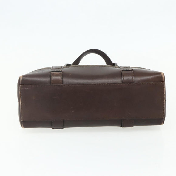 CELINE C Macadam Canvas Hand Bag Brown Gold Auth 175163