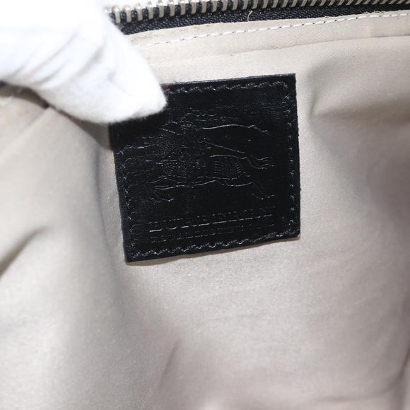 BURBERRY Clutch Bag Leather Canvas Beige Gold Auth 175167A