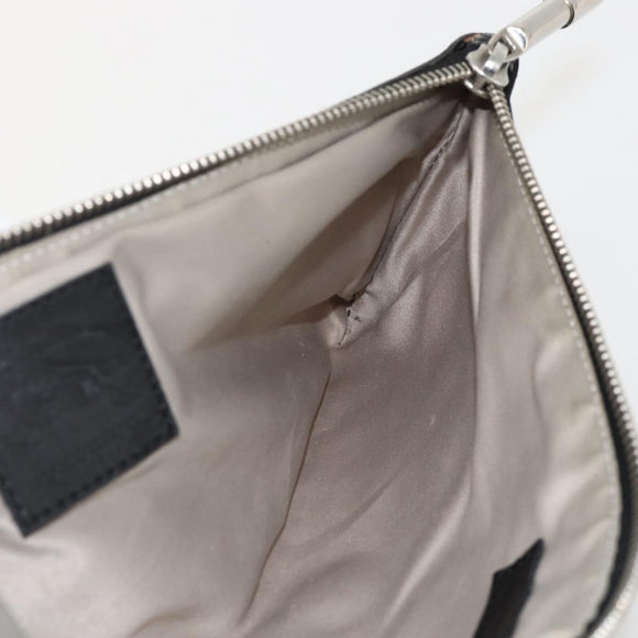 BURBERRY Clutch Bag Leather Canvas Beige Gold Auth 175167A