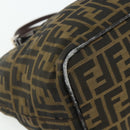 FENDI Zucca Canvas Hand Bag Black Brown Auth 175169-13