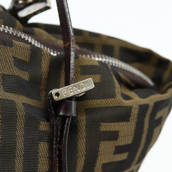FENDI Zucca Canvas Hand Bag Black Brown Auth 175169