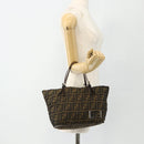 FENDI Zucca Canvas Hand Bag Black Brown Auth 175169-23