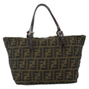 FENDI Zucca Canvas Hand Bag Black Brown Auth 175169-3