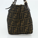 FENDI Zucca Canvas Hand Bag Black Brown Auth 175169-4