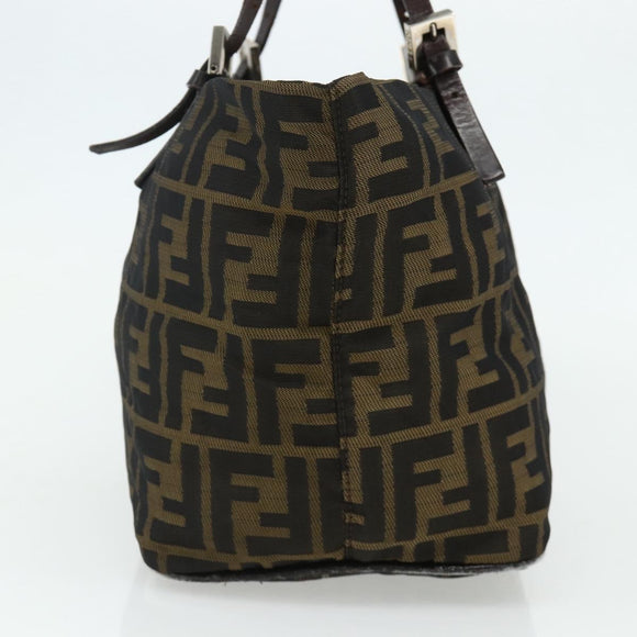 FENDI Zucca Canvas Hand Bag Black Brown Auth 175169