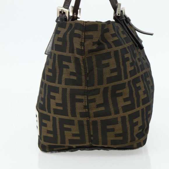 FENDI Zucca Canvas Hand Bag Black Brown Auth 175169