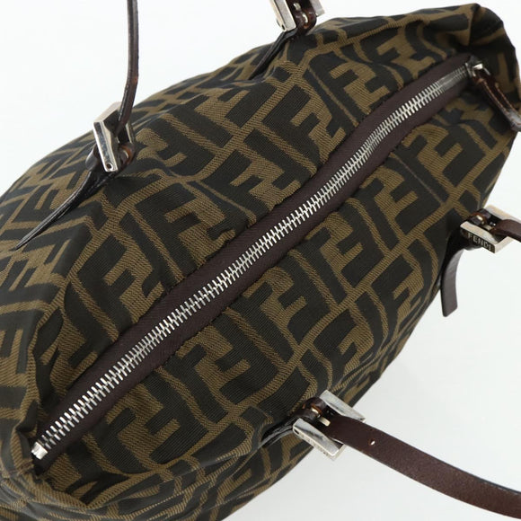 FENDI Zucca Canvas Hand Bag Black Brown Auth 175169