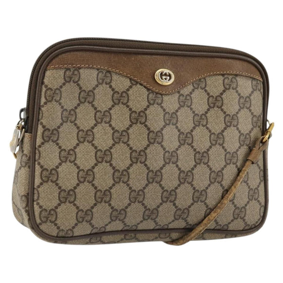 GUCCI GG Supreme Shoulder Bag PVC Beige Gold 97 02 068 Auth 175170