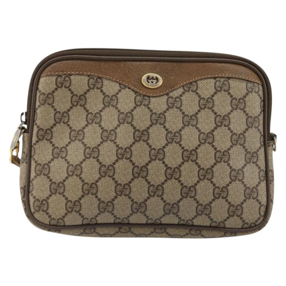 GUCCI GG Supreme Shoulder Bag PVC Beige Gold 97 02 068 Auth 175170