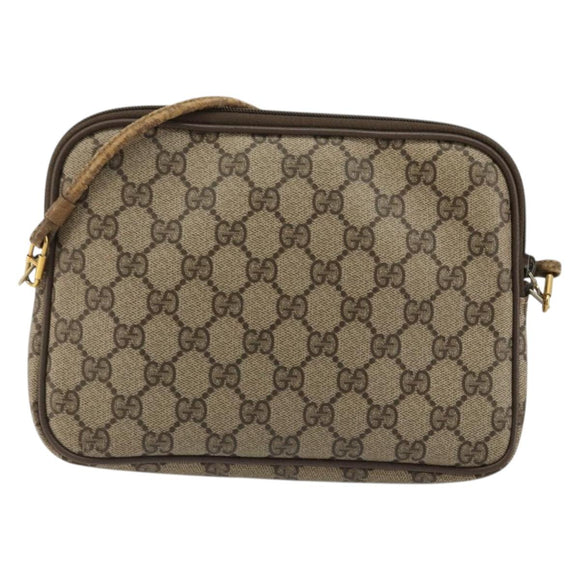 GUCCI GG Supreme Shoulder Bag PVC Beige Gold 97 02 068 Auth 175170