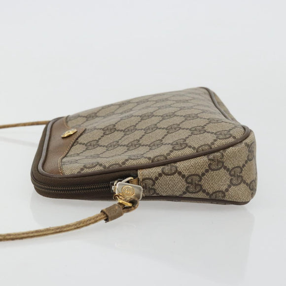 GUCCI GG Supreme Shoulder Bag PVC Beige Gold 97 02 068 Auth 175170