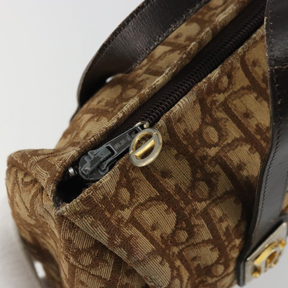 Christian Dior Trotter Canvas Hand Bag Gold Brown Auth 175171