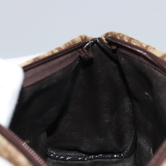 Christian Dior Trotter Canvas Hand Bag Gold Brown Auth 175171