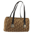 Christian Dior Trotter Canvas Hand Bag Gold Brown Auth 175171-1