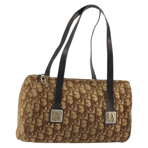 Christian Dior Trotter Canvas Hand Bag Gold Brown Auth 175171